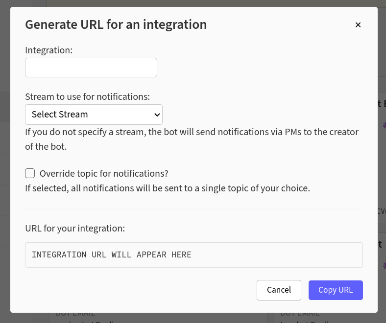 Design of the dialog
box